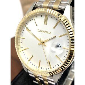 Caravelle By Bulova Men's Watch 45B148 Quartz Silver Dial Two Tone Steel…